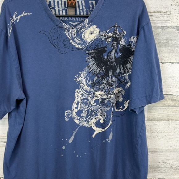 Amerikan Vintage Skater Y2K V-Neck Tee T-Shirt Men’s XL - Picture 2 of 6